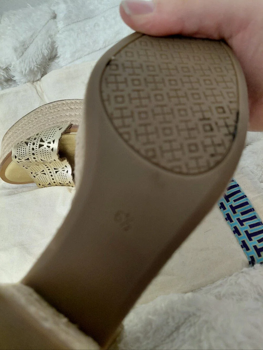 Tory Burch Gold Toned Espadrille Wedges